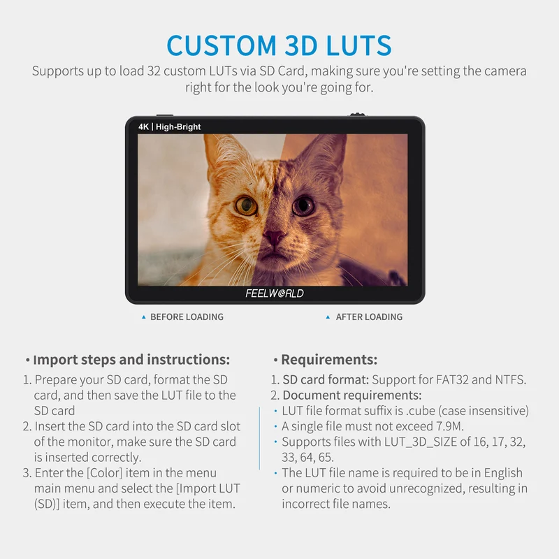 FEELWORLD LUT6E Moniteur de champ pour caméra DSLR à écran tactile haute luminosité de 6 pouces 1600nit