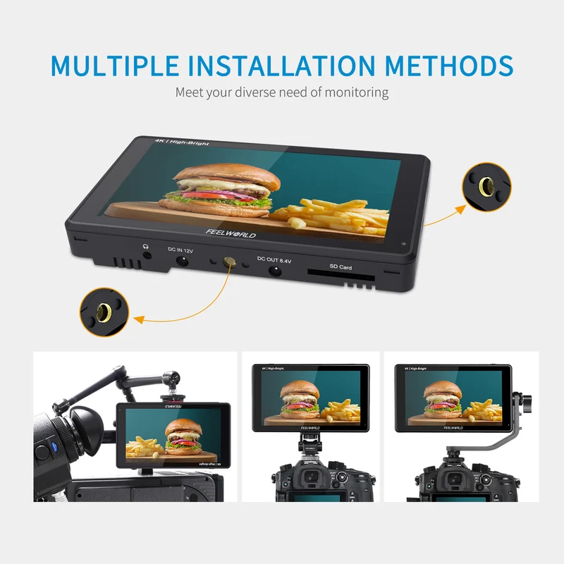 FEELWORLD LUT6E Moniteur de champ pour caméra DSLR à écran tactile haute luminosité de 6 pouces 1600nit