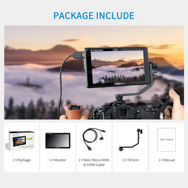 FEELWORLD LUT6E Moniteur de champ pour caméra DSLR à écran tactile haute luminosité de 6 pouces 1600nit