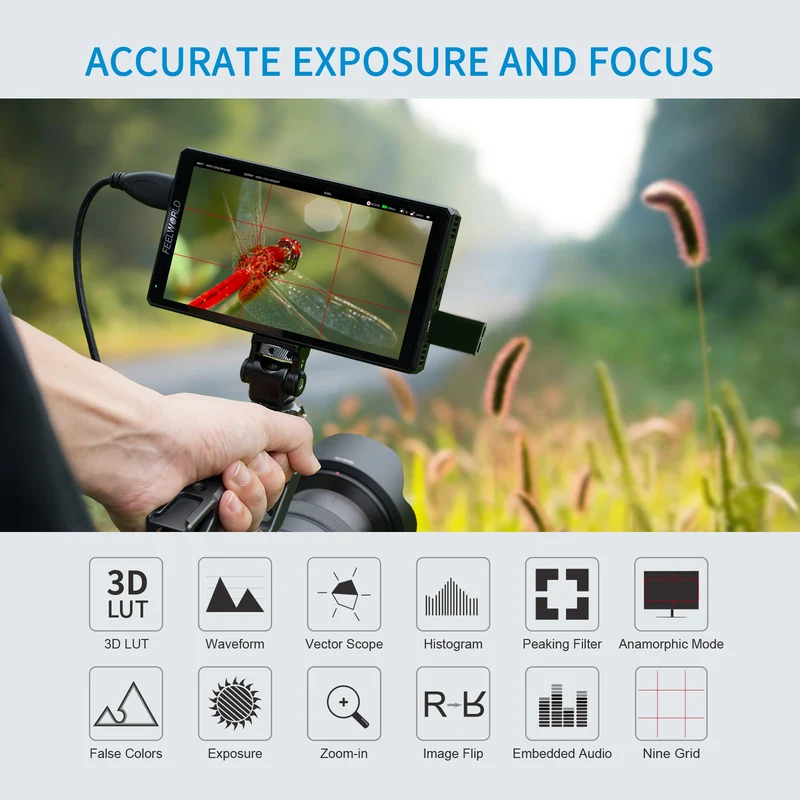 FEELWORLD CUT6 6 pouces enregistrement moniteur caméra de terrain DSLR USB2.0 enregistreur