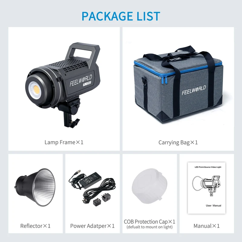 FEELWORLD FL125D 125W 5600K Lumière du jour Point Source Studio Video Light APP Control