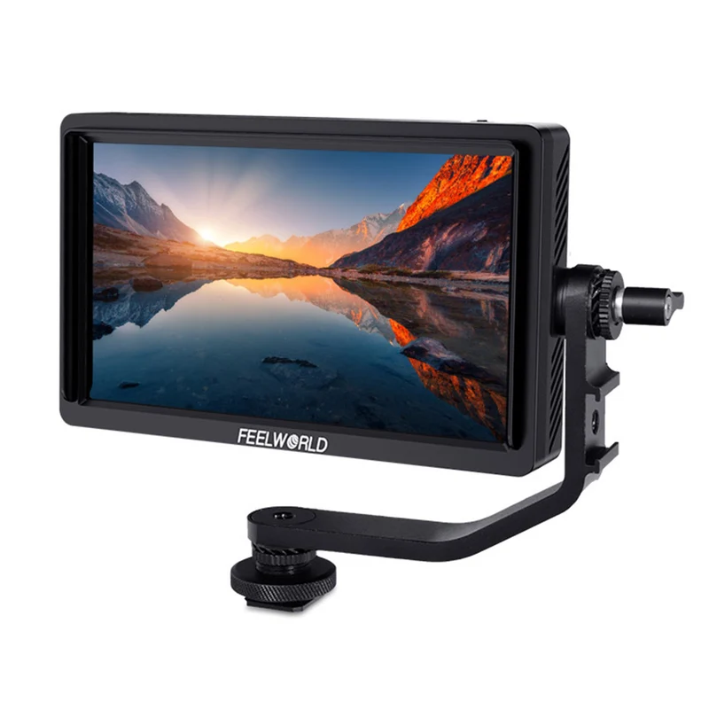 Moniteur de terrain FEELWORLD FW568S 6 pouces 450 nits pour appareils photo reflex numériques avec kit d'alimentation externe F970, SDI 4K et HDMI.