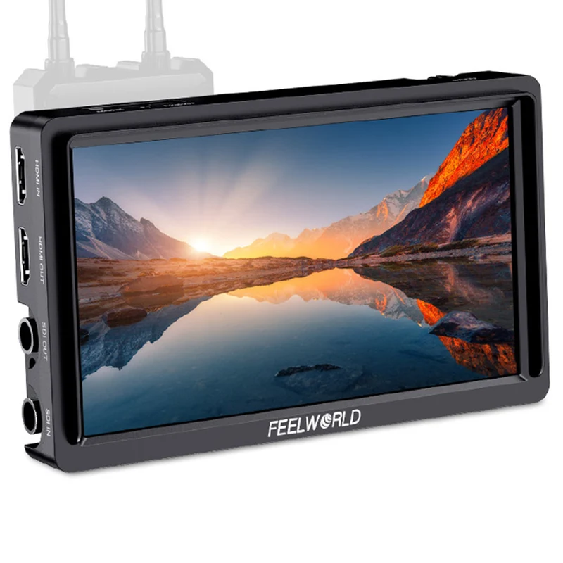 Moniteur de terrain FEELWORLD FW568S 6 pouces 450 nits pour appareils photo reflex numériques avec kit d'alimentation externe F970, SDI 4K et HDMI.