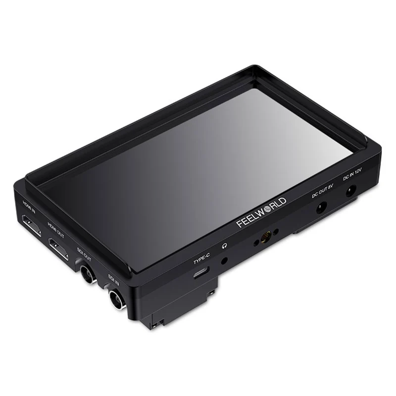 Moniteur de terrain FEELWORLD FW568S 6 pouces 450 nits pour appareils photo reflex numériques avec kit d'alimentation externe F970, SDI 4K et HDMI.