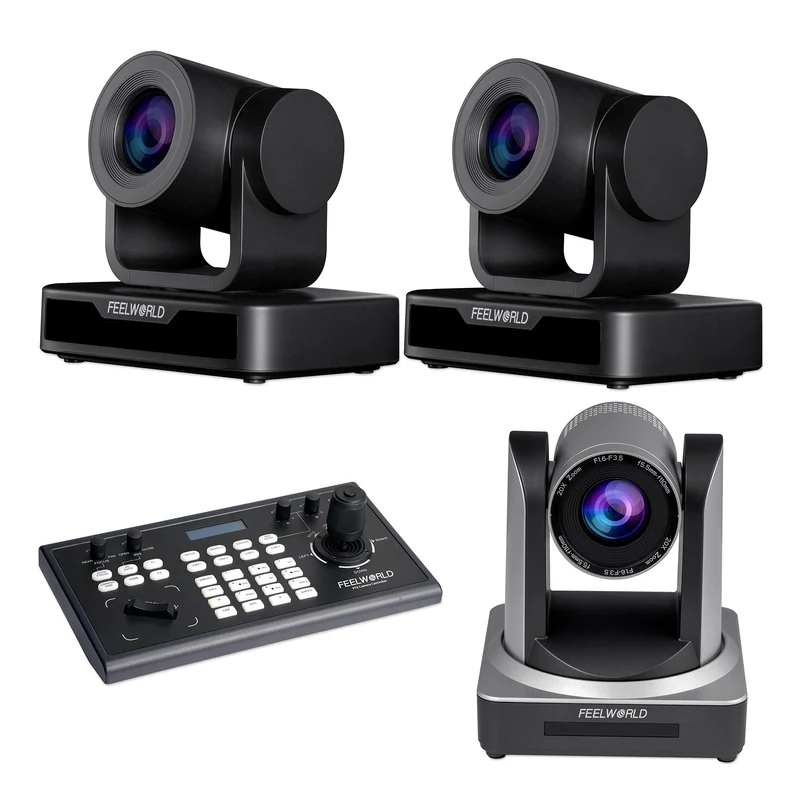 FEELWORLD KBC10 PTZ Controller et 2 caméras USB10X PTZ et POE20X PTZ Camera Bundle Set