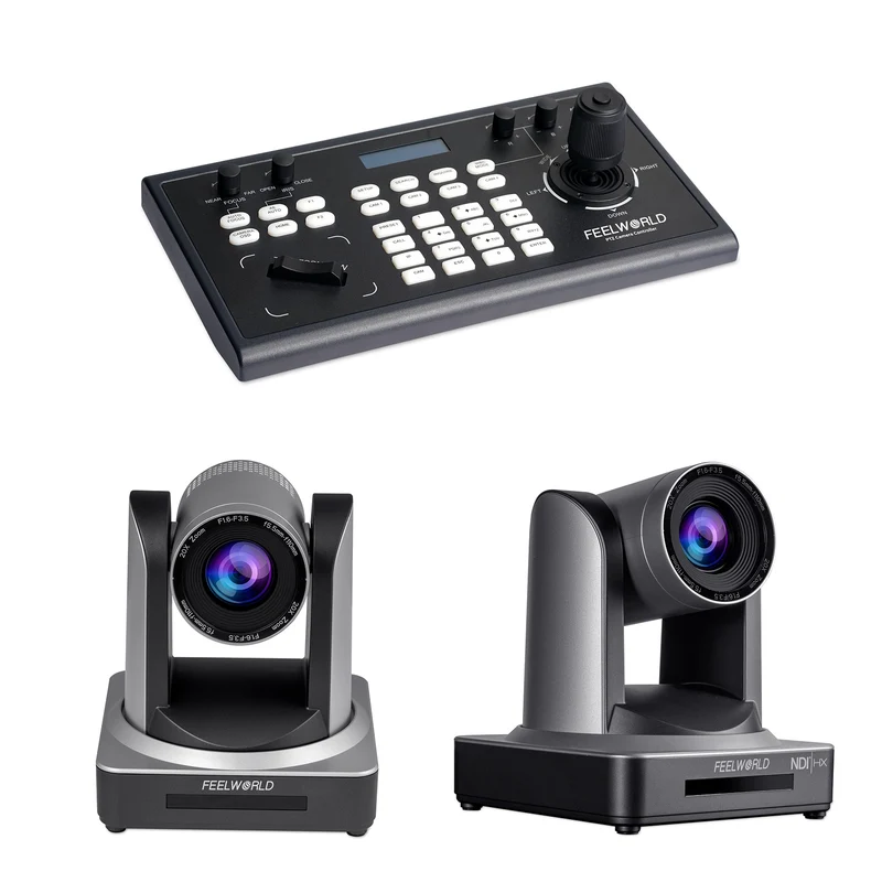 FEELWORLD KBC10 PTZ Controller et POE20X PTZ Camera et NDI20X PTZ Camera Bundle Set