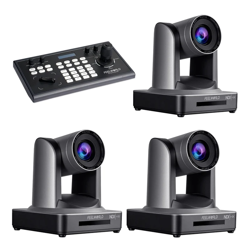 Contrôleur PTZ FEELWORLD KBC10 et ensemble de 3 caméras PTZ NDI20X
