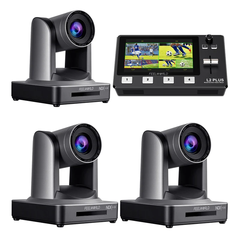 FEELWORLD L2 PLUS Video Swicther et 3 ensembles de caméras PTZ NDI20X