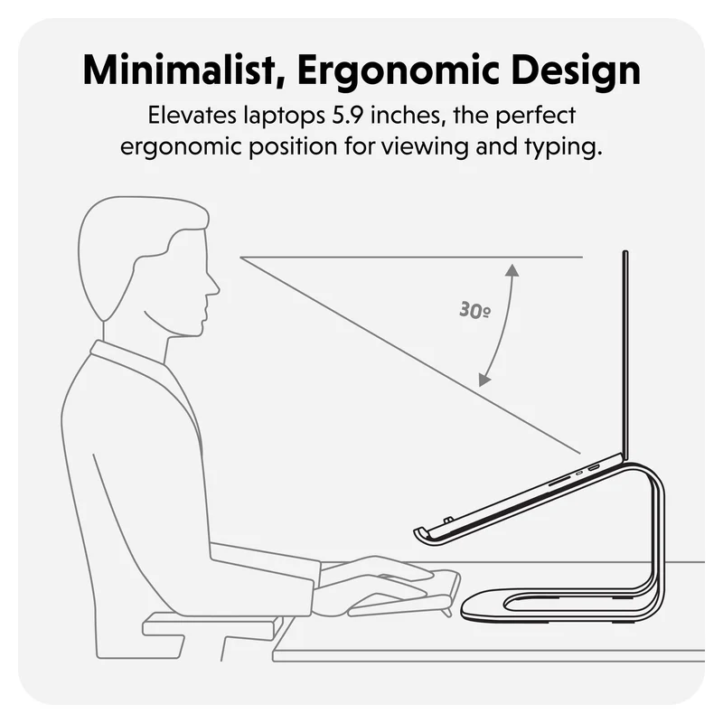 HyperSpace® Support Ergonomique pour Ordinateur Portable - Gris Espace
