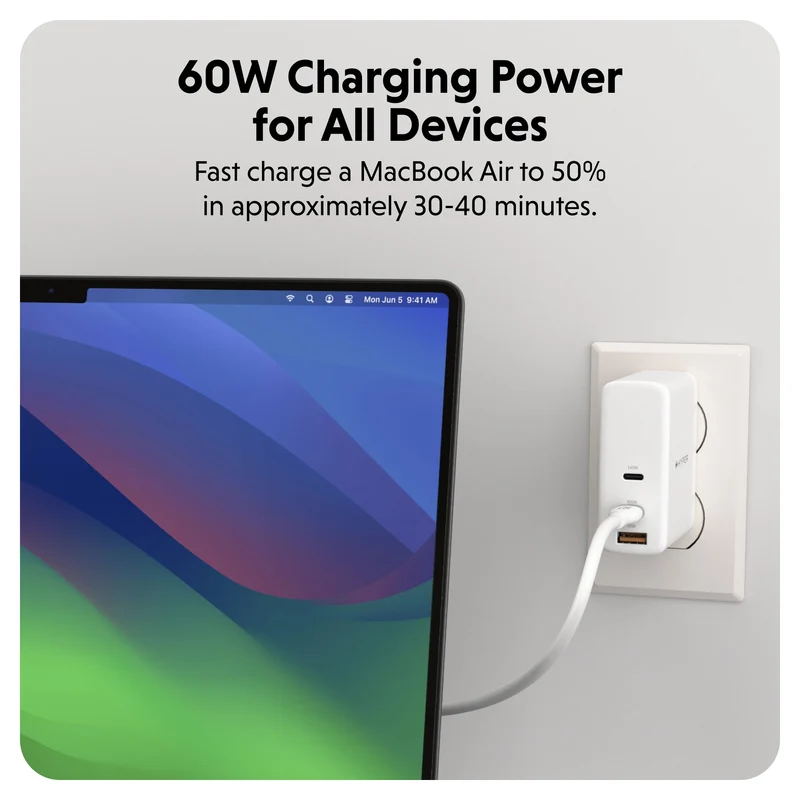 HyperJuice Câble de charge USB-C en silicone (1,5 m) - Blanc