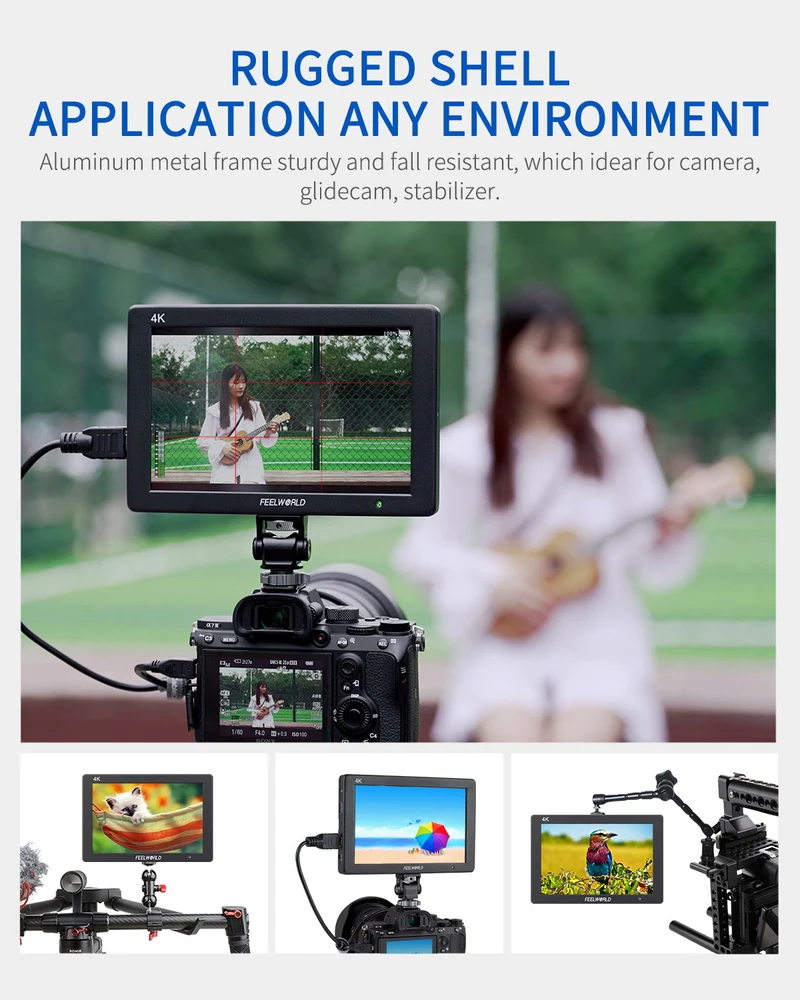 FEELWORLD T7 PLUS Moniteur de champ de caméra DSLR 7D LUT de 3 pouces avec boîtier en aluminium HDMI 4K de forme d'onde