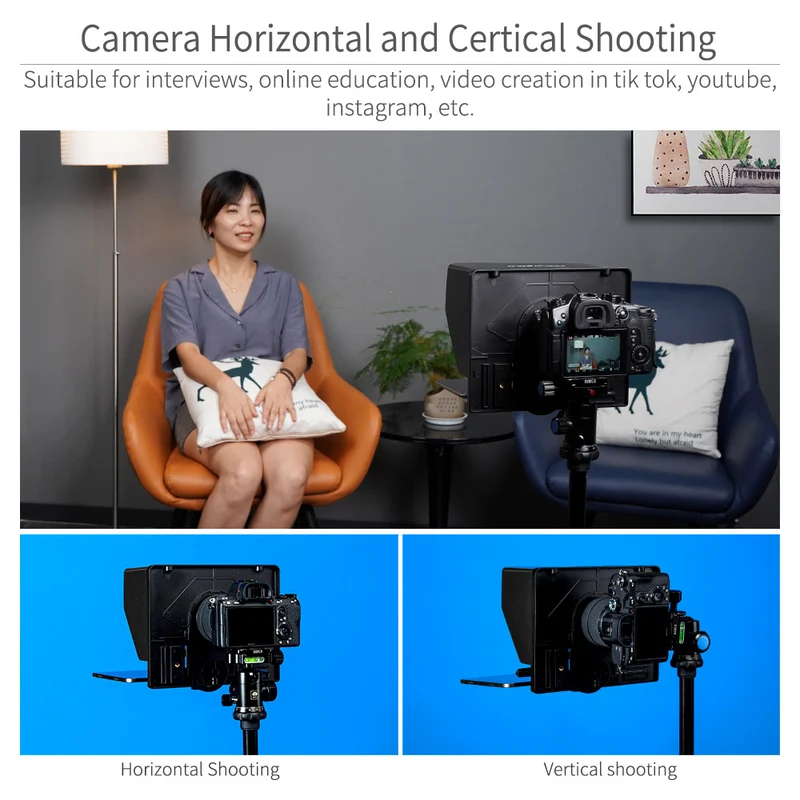 FEELWORLD TP10 Portable 10 "téléprompteur pliant vers le haut 11" téléphone tablette prompt pour téléphone DSLR shoot