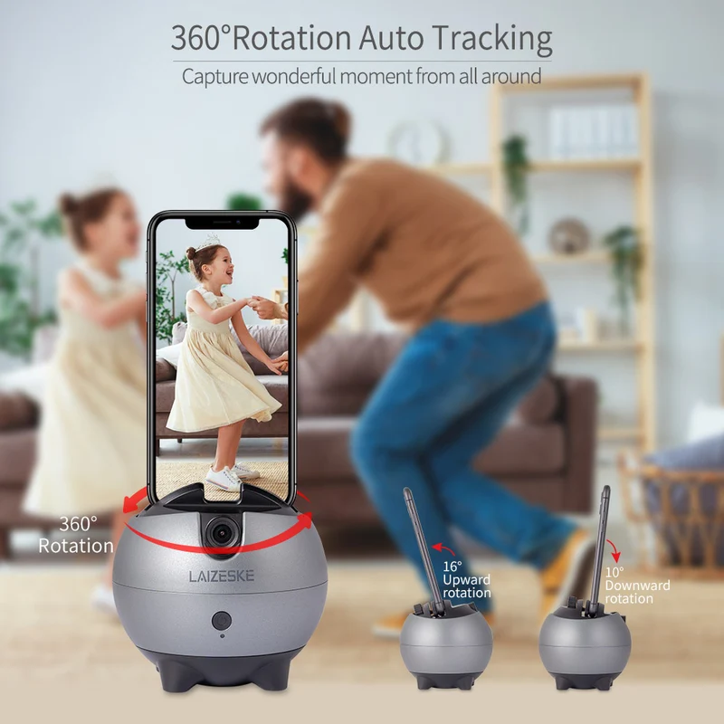 LAIZESKE LA8 Smart Robot Cameraman 360 Rotation Support de téléphone de suivi automatique AI Reconnaissance des gestes