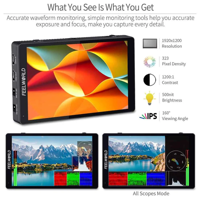 FEELWORLD F7 PRO 7 pouces 3D LUT écran tactile DSLR caméra directeur de champ moniteur AC 1920X1200 panneau IPS