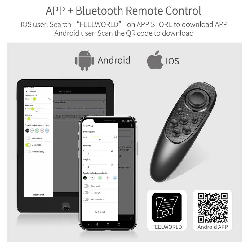 Le téléprompteur portable FEELWORLD TP2A de 8 " prend en charge la prise de vue avec un smartphone DSLR