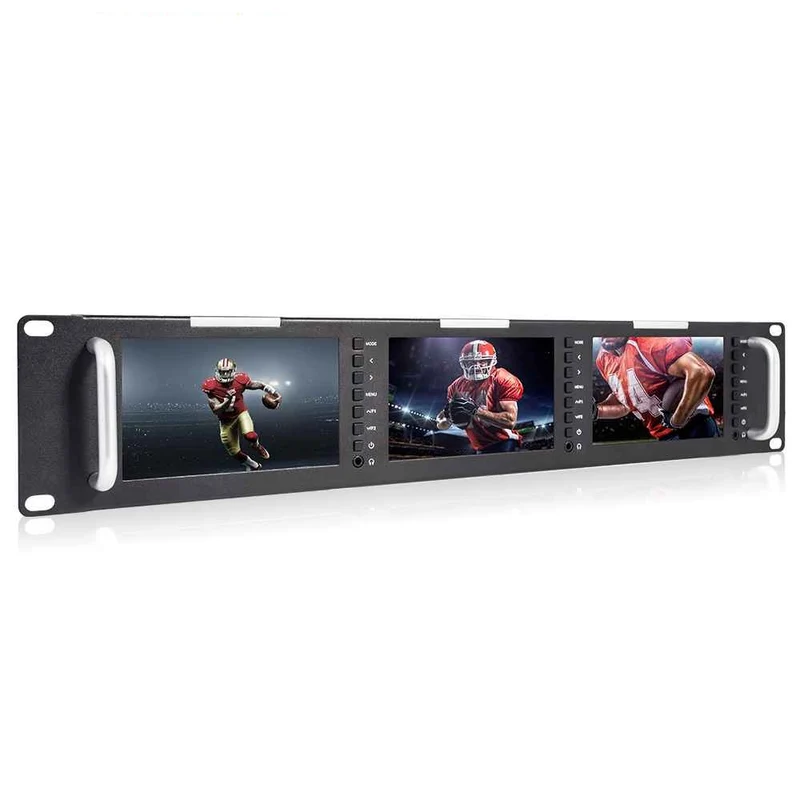 Moniteur rackable 2U triple 5.5" FEELWORLD T51 PLUS Full HD, entrées et sorties 3G-SDI, HDMI 4K et AV