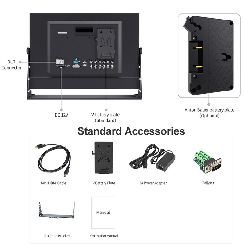 Moniteur de diffusion SEETEC P215-9HSD 21.5 pouces 1920×1080, compatible 3G-SDI et 4K HDMI