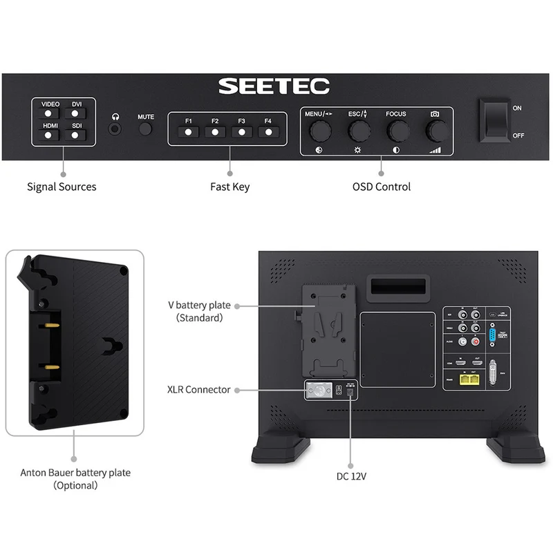 SEETEC FS173-S4K 17.3 pouces 1920x1080 directeur de diffusion moniteur UMD texte Tally affichage SDI HDMI