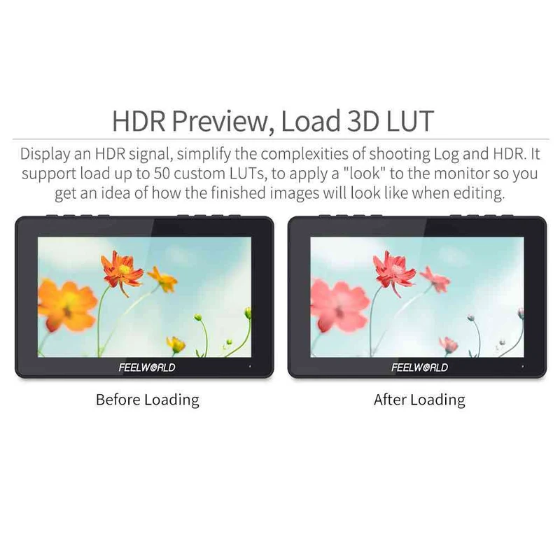 FEELWORLD LUT7S PRO 7 pouces 2200nits DSLR caméra moniteur de terrain 3D LUT Touch 4K HDMI 3G-SDI F970 Kit