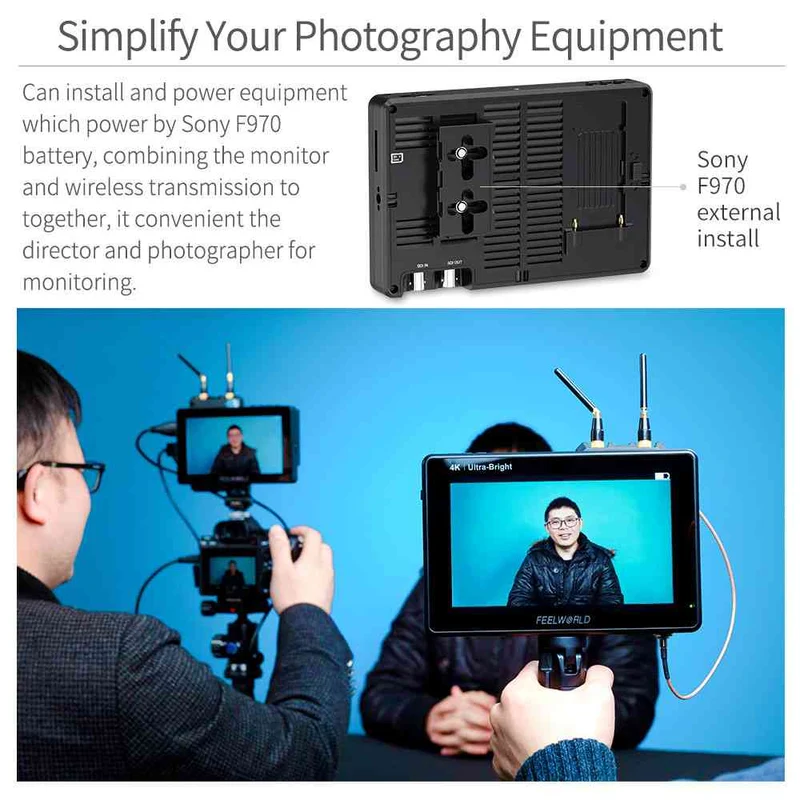 FEELWORLD LUT7S PRO 7 pouces 2200nits DSLR caméra moniteur de terrain 3D LUT Touch 4K HDMI 3G-SDI F970 Kit