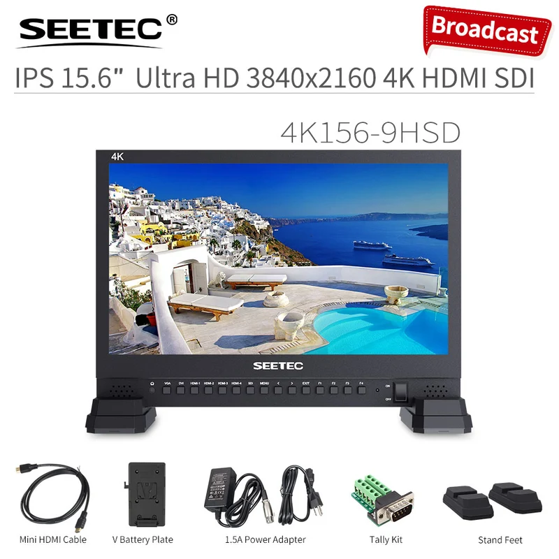 SEETEC 4K156-9HSD 15.6 pouces 4K 3840x2160 Director Broadcast Monitor SDI 4 HDMI Input Quad Display
