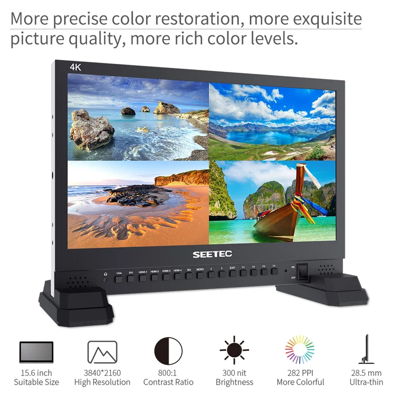 SEETEC 4K156-9HSD 15.6 pouces 4K 3840x2160 Director Broadcast Monitor SDI 4 HDMI Input Quad Display