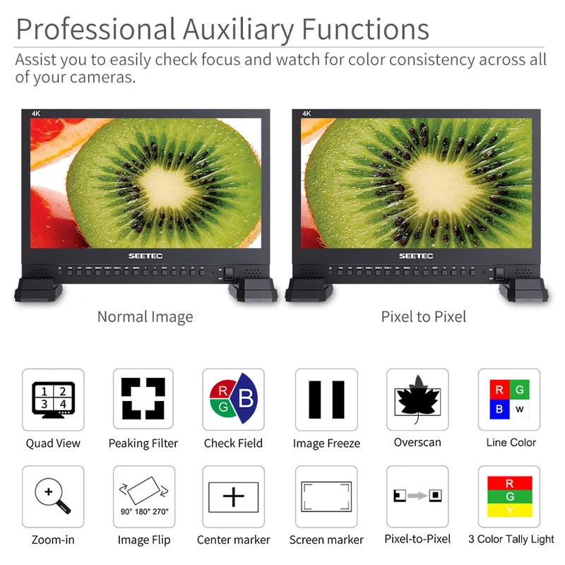 SEETEC 4K156-9HSD 15.6 pouces 4K 3840x2160 Director Broadcast Monitor SDI 4 HDMI Input Quad Display