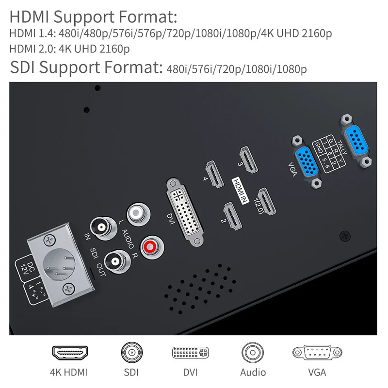 SEETEC 4K156-9HSD 15.6 pouces 4K 3840x2160 Director Broadcast Monitor SDI 4 HDMI Input Quad Display
