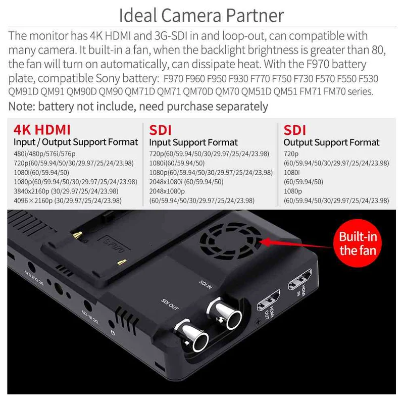 Moniteur pour appareil photo reflex numérique FEELWORLD LUT6S 6 pouces, 2600 nits, ultra lumineux, écran tactile, HDR, SDI, 4K, HDMI