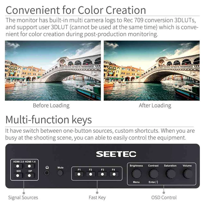 SEETEC LUT215 21.5 pouces 1920x1080 Post Production Monitor Broadcast UMD Text Tally LUT SDI HDMI
