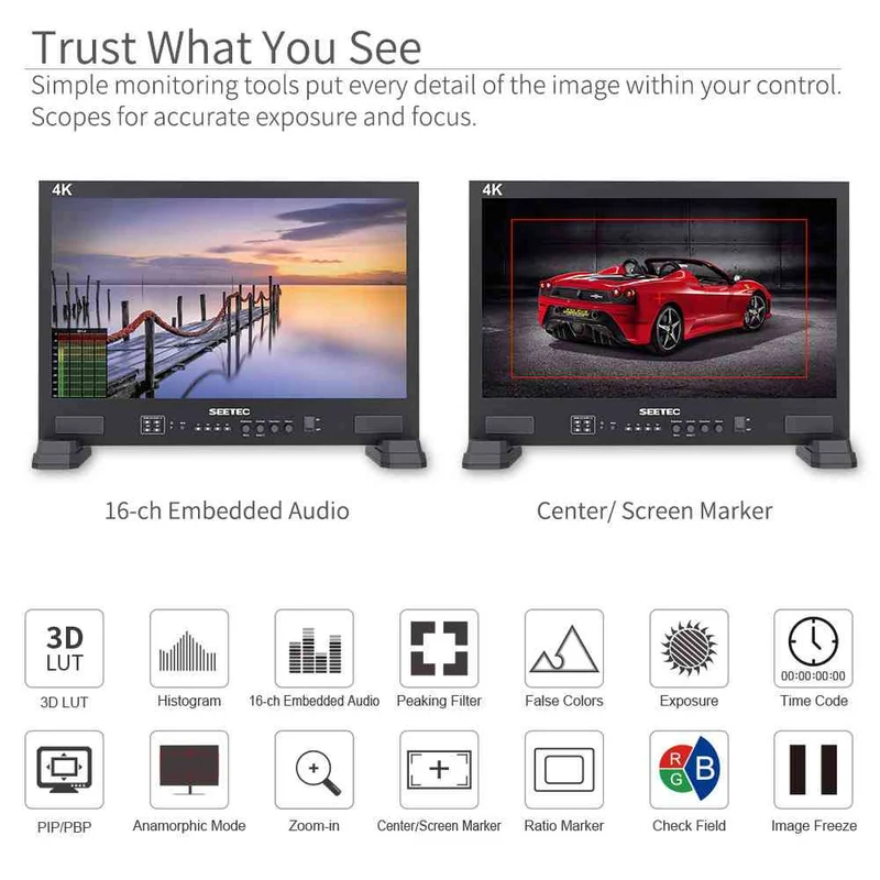 SEETEC LUT215 21.5 pouces 1920x1080 Post Production Monitor Broadcast UMD Text Tally LUT SDI HDMI