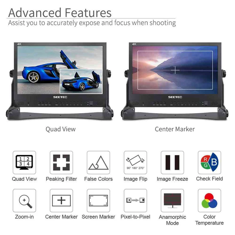 SEETEC ATEM156 Moniteur de diffusion en direct de 15.6 pouces avec 4 entrées HDMI