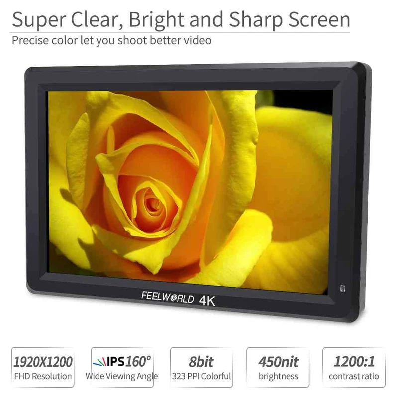 FEELWORLD T756-ABA Moniteur de caméra DSLR 7 pouces Full HD 1920x1200 avec réglage automatique de la luminosité