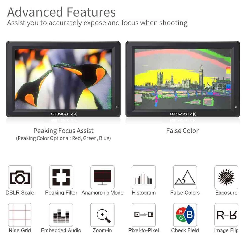 FEELWORLD T756-ABA Moniteur de caméra DSLR 7 pouces Full HD 1920x1200 avec réglage automatique de la luminosité
