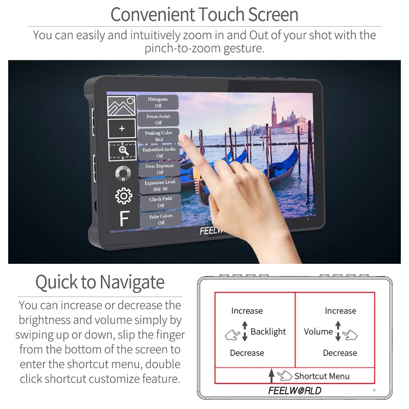 Moniteur tactile FEELWORLD F5 PRO V4 6 pouces 450 nits pour appareil photo reflex numérique avec kit externe F970