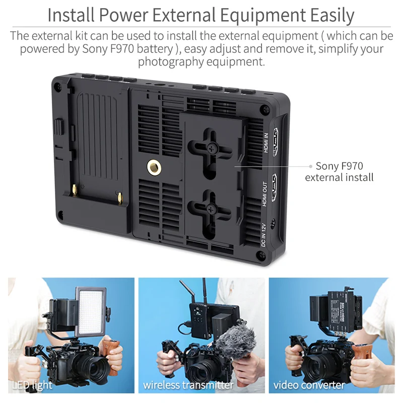 Moniteur tactile FEELWORLD F5 PRO V4 6 pouces 450 nits pour appareil photo reflex numérique avec kit externe F970