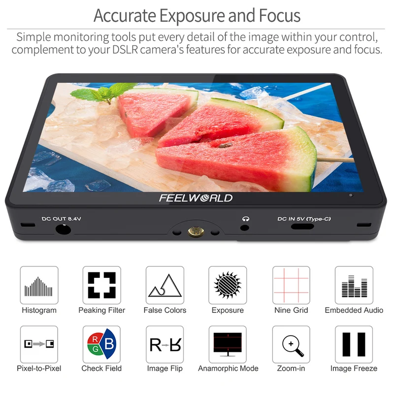 Moniteur tactile FEELWORLD F5 PRO V4 6 pouces 450 nits pour appareil photo reflex numérique avec kit externe F970