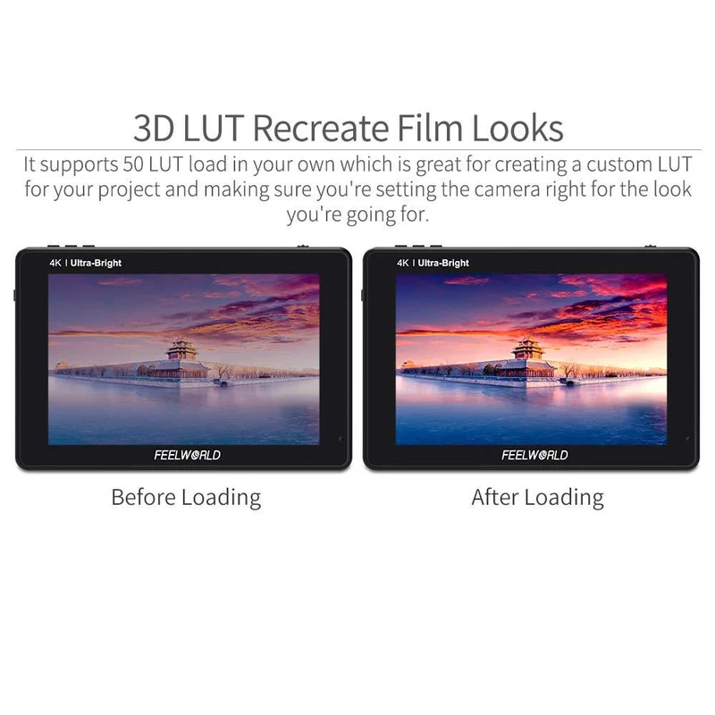 Moniteur tactile 4K HDMI FEELWORLD LUT7 7 pouces 2200 nits pour appareil photo reflex numérique, ultra lumineux, à champ de vision ultra-fin.