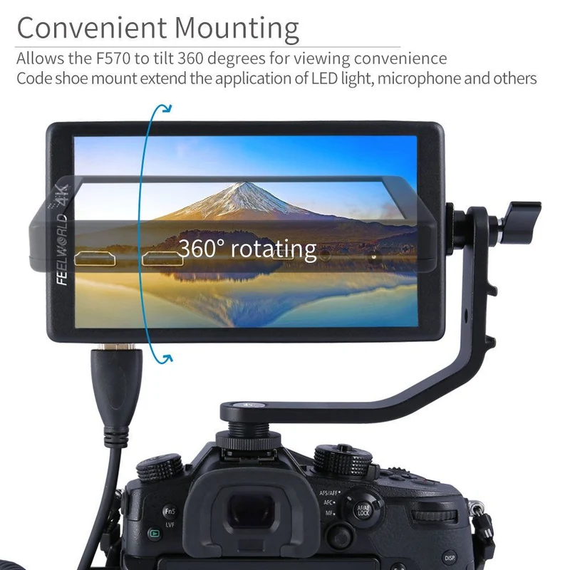 Bras inclinable pour FEELWORLD F5 F570 S55 FW568 5 pouces 5.5 pouces 5.7 pouces 4K HDMI sur moniteur de terrain de caméra