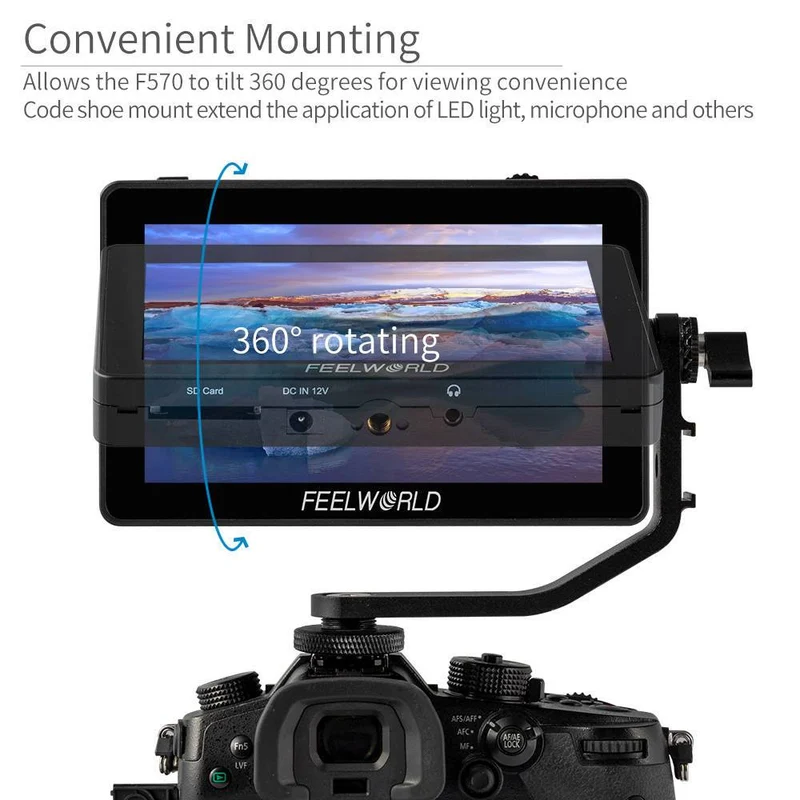 Tilt Bras pour moniteur de terrain à écran tactile FEELWORLD F6 PLUS 5.5 Pouce 3D LUT