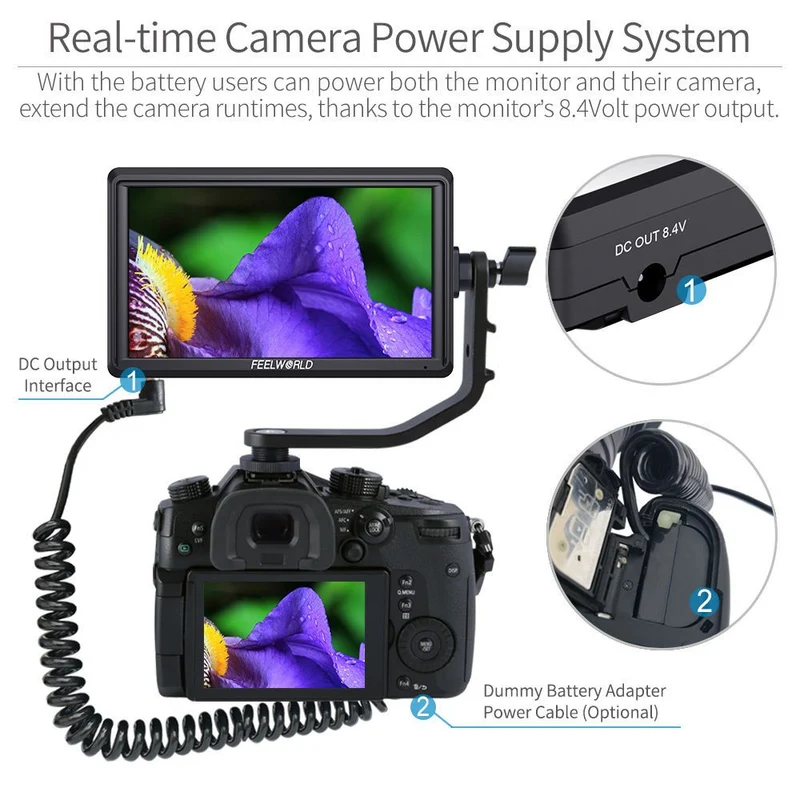 Moniteur de terrain FEELWORLD S55 V3 6 pouces 450 nits pour appareil photo reflex numérique, assistance vidéo, écran IPS 4K 1920 x 1152, sortie HDMI CC avec LUT 3D