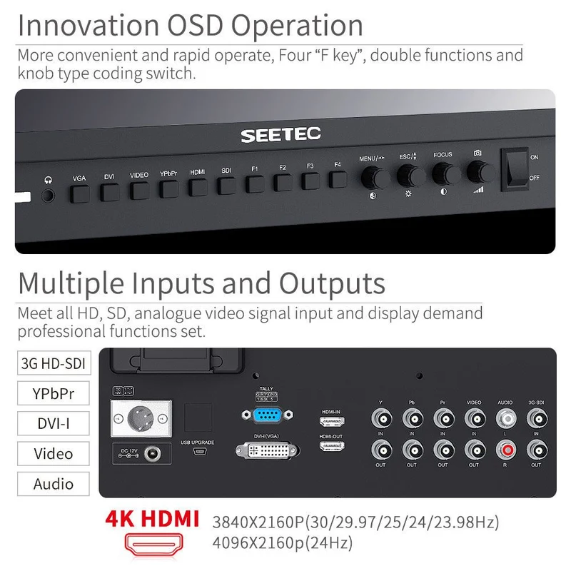 SEETEC P173-9HSD Moniteur directeur de diffusion 17.3 pouces 1920x1080 avec SDI 4K HDMI
