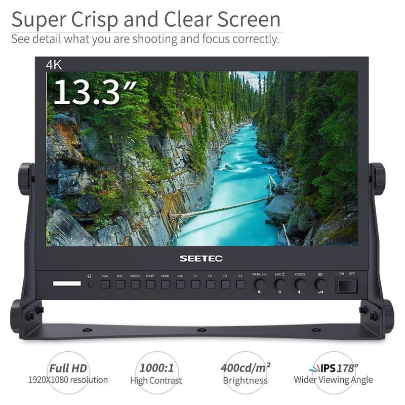 SEETEC P133-9HSD Moniteur directeur de diffusion 13.3 pouces 1920x1080 avec SDI 4K HDMI