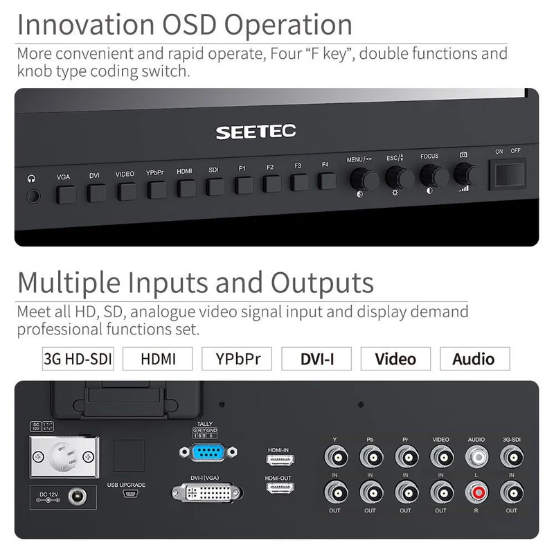 SEETEC P133-9HSD Moniteur directeur de diffusion 13.3 pouces 1920x1080 avec SDI 4K HDMI
