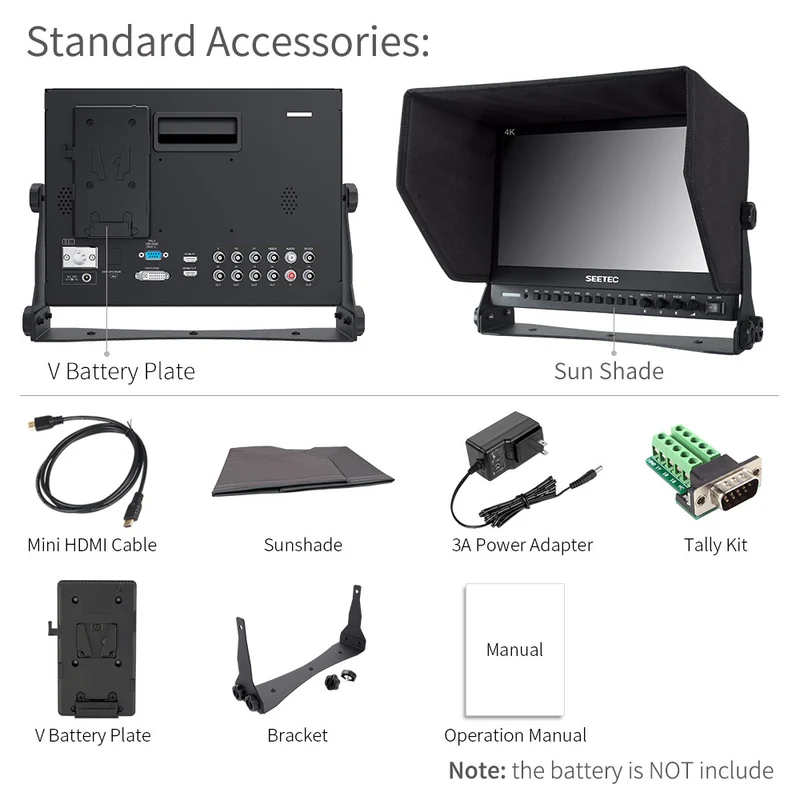SEETEC P133-9HSD Moniteur directeur de diffusion 13.3 pouces 1920x1080 avec SDI 4K HDMI