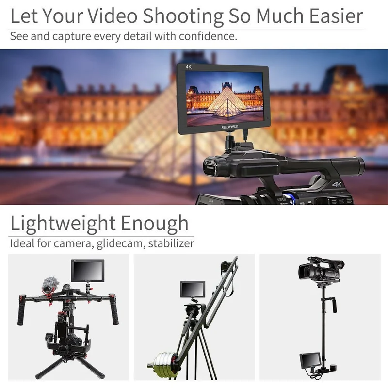 FEELWORLD FH7 7 pouces Full HD1920x1200 Moniteur de contrôle de mise au point avec assistance vidéo 4K HDMI Entrée Sortie
