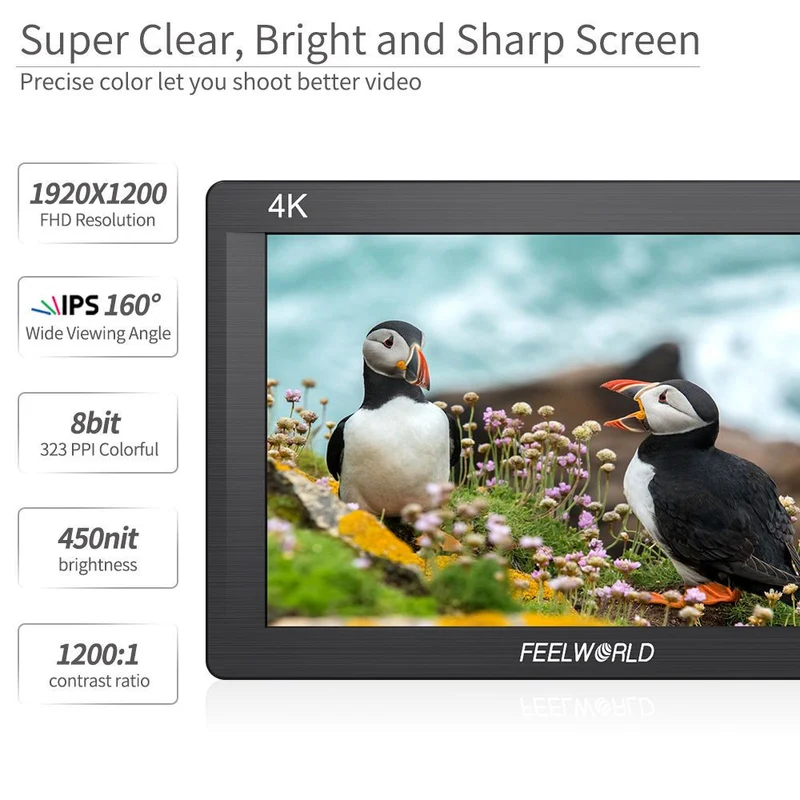 FEELWORLD FH7 7 pouces Full HD1920x1200 Moniteur de contrôle de mise au point avec assistance vidéo 4K HDMI Entrée Sortie