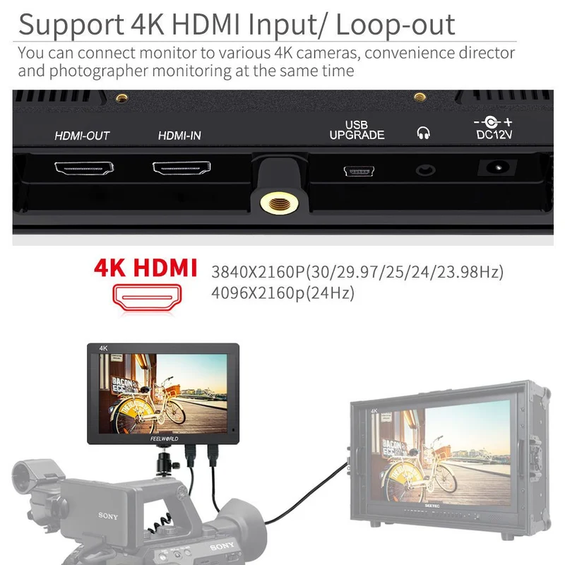 FEELWORLD FH7 7 pouces Full HD1920x1200 Moniteur de contrôle de mise au point avec assistance vidéo 4K HDMI Entrée Sortie
