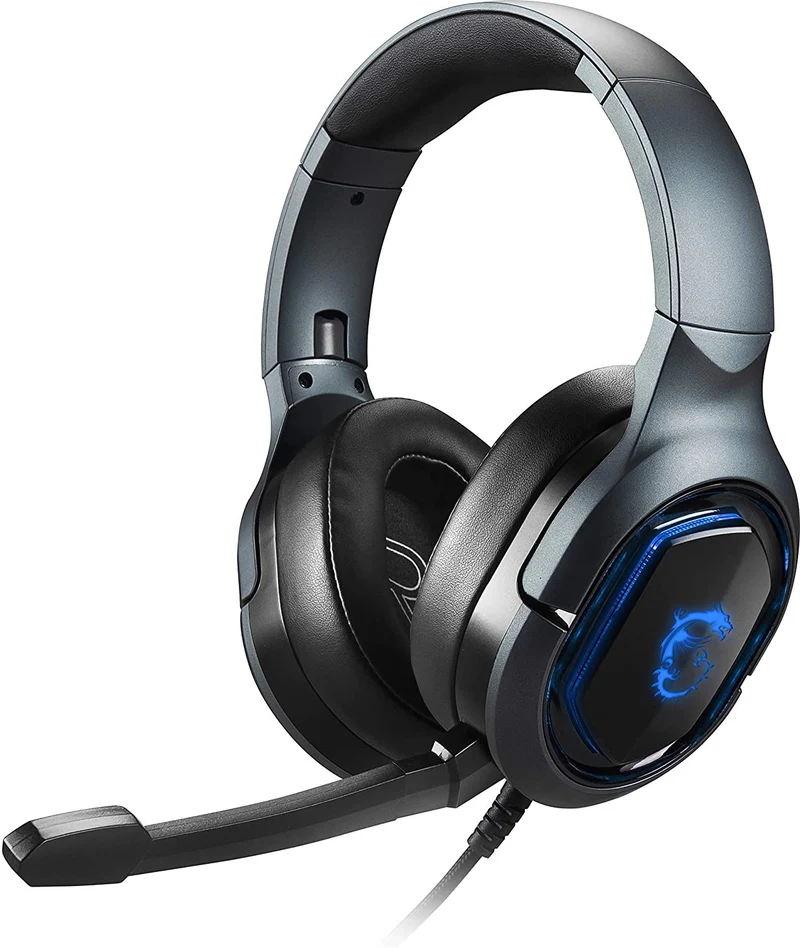 MSI Immerse GH50 7.1 Surround Sound RGB Mystic Light Metal Construction Foldable Headband Design Gaming Headset, Large