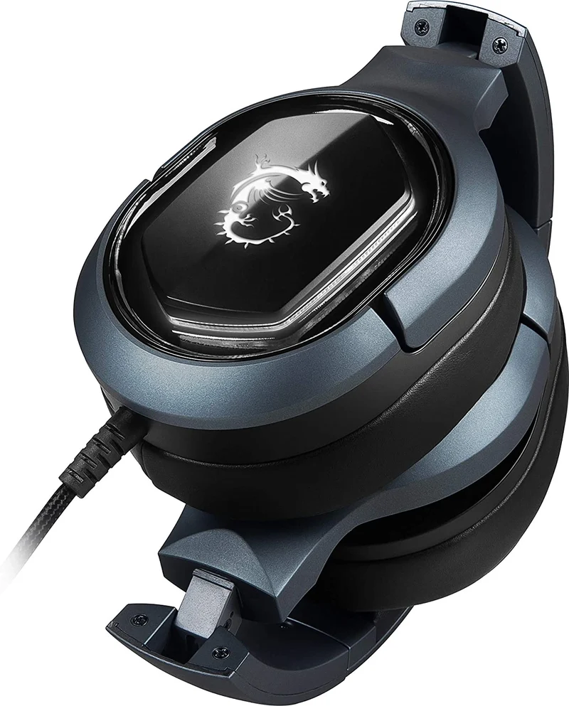 MSI Immerse GH50 7.1 Surround Sound RGB Mystic Light Metal Construction Foldable Headband Design Gaming Headset, Large
